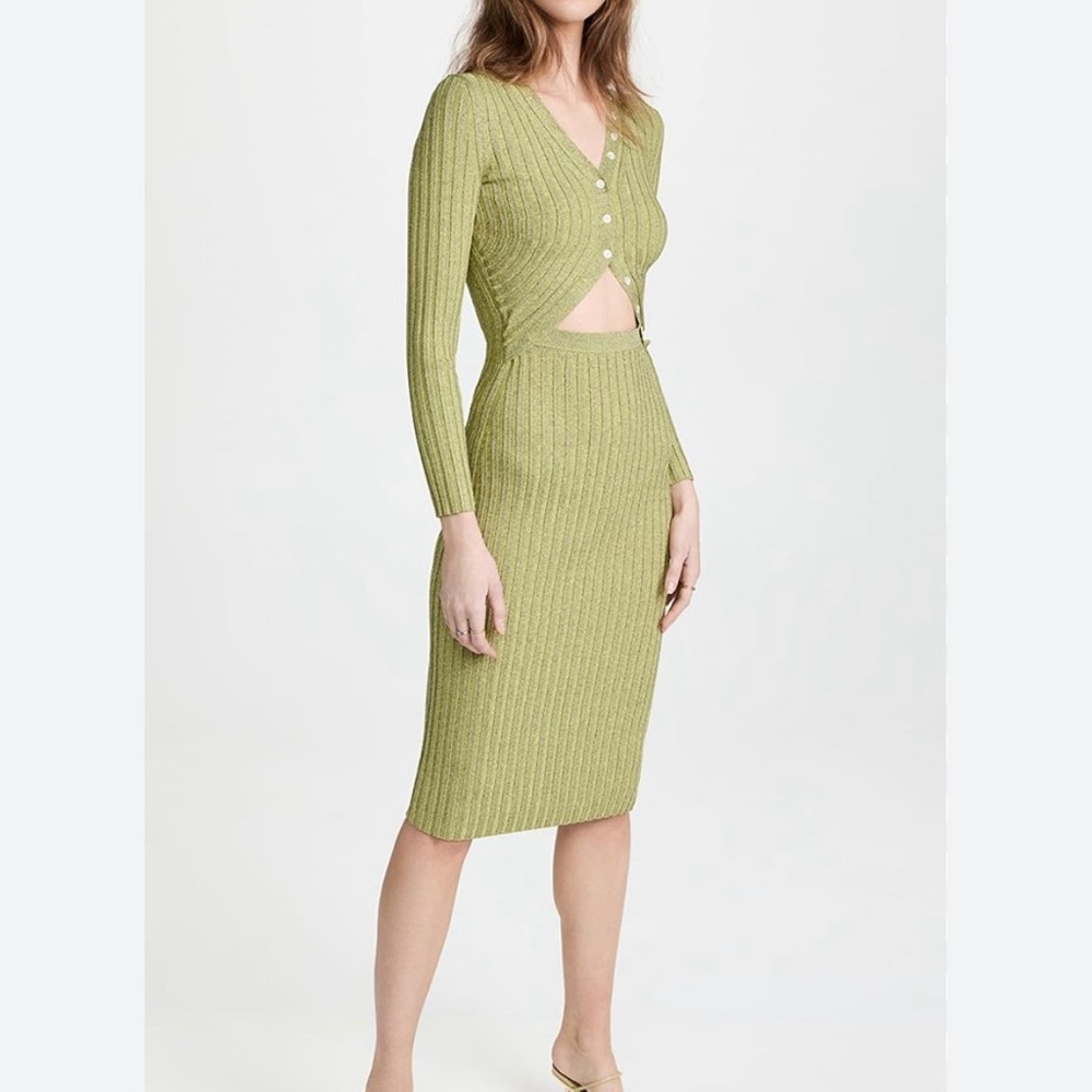 Olive Green Ribbed Knit Dress